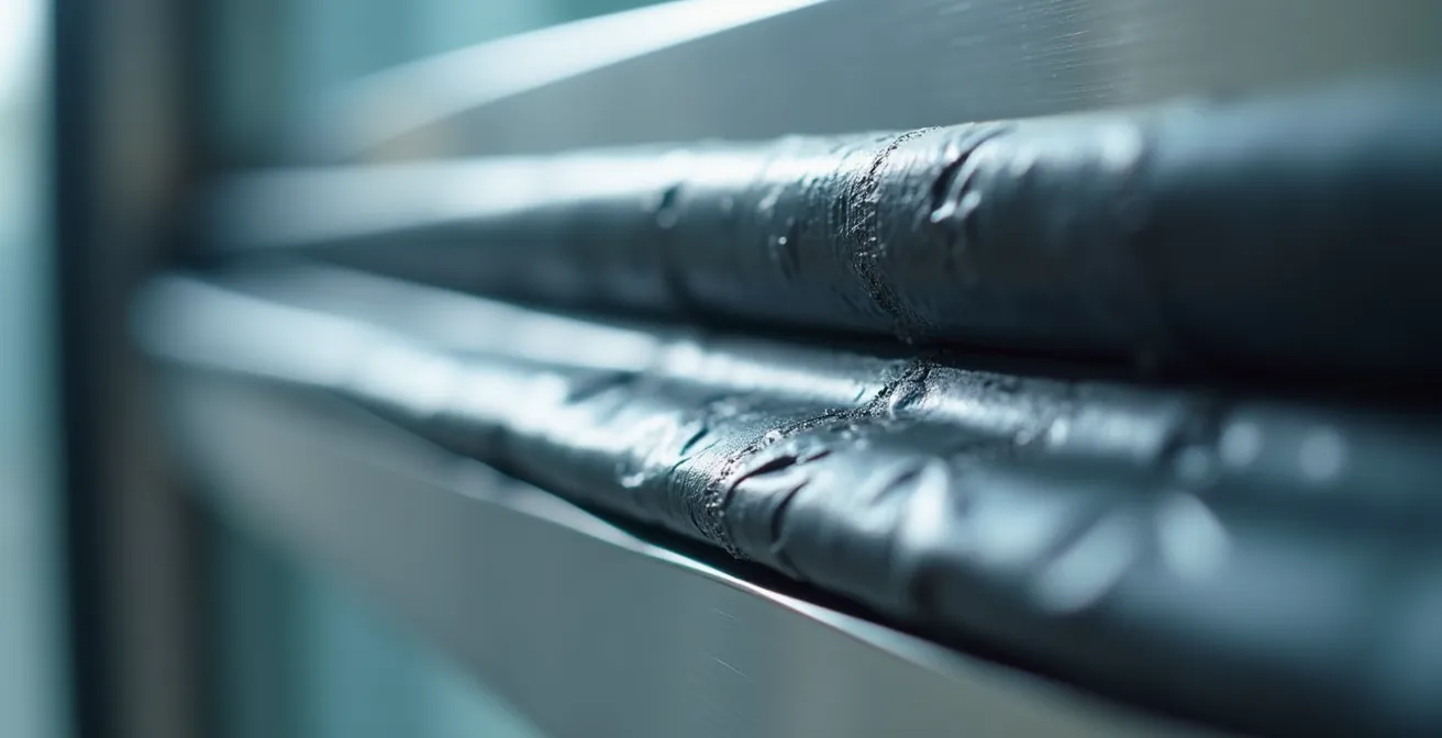 Détail macro d'un joint de casier réfrigéré en parfait état